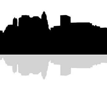 Lower Manhattan silhouette on white background Ilustración de archivo