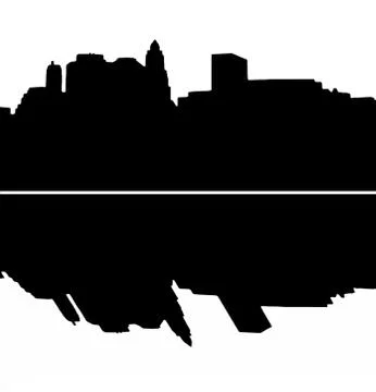 Lower Manhattan silhouette on white background Ilustración de archivo
