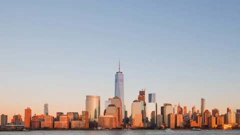 Lower Manhattan Skyline Between Day and Night Video stock 90071219
