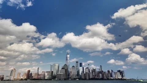 Lower manhattan skyline disappearing into the clouds Stock Footage 327167172