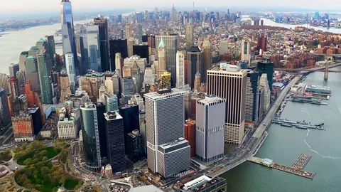 Lower Manhattan skyline. Financial District, New York City. United States, Stock Footage 80357688