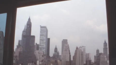 Lower Manhattan Skyline From Moving Vessel New York City 1960s Video stock 344954527