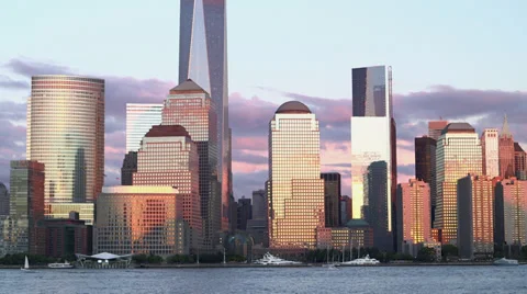 Lower Manhattan at Sunset Stock Footage 32111441