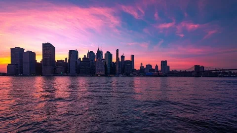 Lower Manhattan at Sunset Stock Footage 108661096