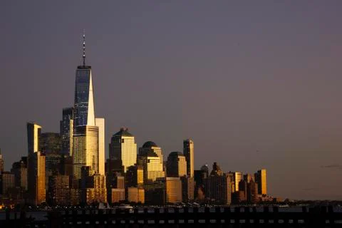 Lower Manhattan at Sunset Stock Photos
