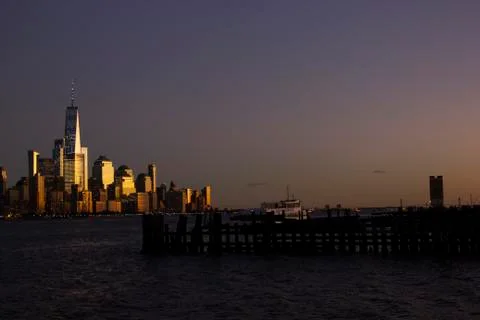 Lower Manhattan at Sunset Stock Photos