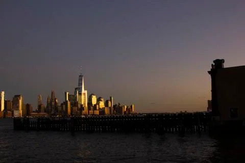 Lower Manhattan at Sunset Stock Photos