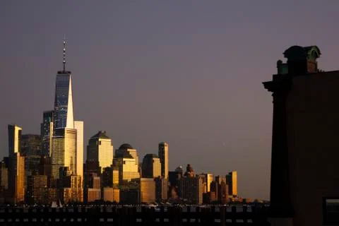 Lower Manhattan at Sunset Stock Photos