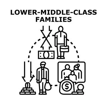 Lower middle class families experiencing financial hardship Stock Illustration