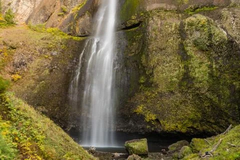 The lower part of the first level of the Multnomah waterfall located at Stock Photos