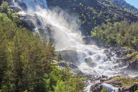 Lower part of the Langfossen Stock Photos