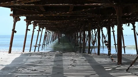 Lower part of the Pacasmayo bridge located in La Libertad - Peru. 스톡 동영상 265253872