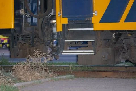 The lower part of the train car, the connecting part Stock Photos