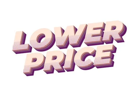 Lower price. Text effect in 3D look with good colors 库存插图