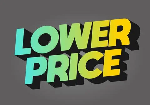 Lower price. Text effect with modern colors and 3D font look Illustrazione stock