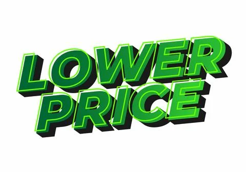 Lower price. Text effect with modern colors and 3D font look Stock Illustration