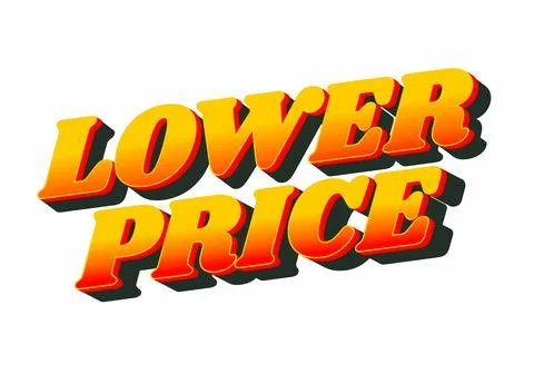 Lower price. Text effect with modern colors and 3D font look Stock Illustration