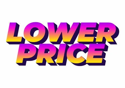 Lower price. Text effect with modern colors and 3D font look 库存插图