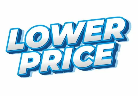 Lower price. Text effect with modern colors and 3D font look Illustrazione stock