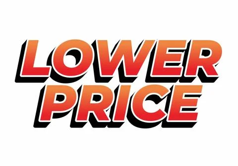 Lower price. Text effect with modern colors and 3D font look Stock Illustration