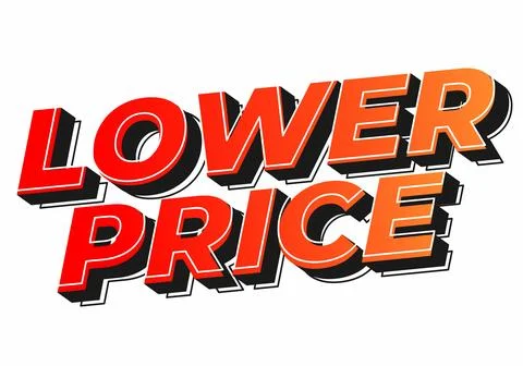Lower price. Text effect with modern colors and 3D font look Stock Illustration