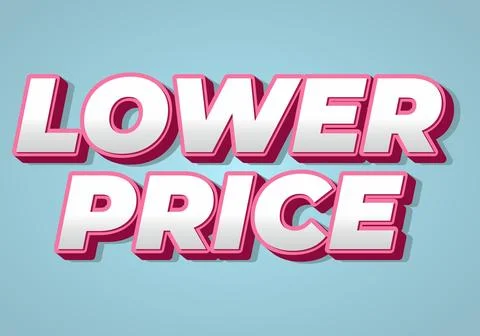 Lower price. Text effect with modern colors and 3D font look Illustrazione stock