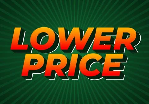 Lower price. Text effect with modern colors and 3D font look Stock Illustration