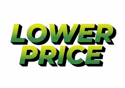 Lower price. Text effect with modern colors and 3D font look Stock Illustration