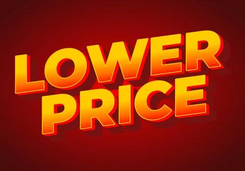 Lower price. Text effect with modern colors and 3D font look Illustrazione stock