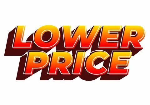Lower price. Text effect with modern colors and 3D font look Stockillustratie
