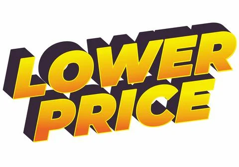 Lower price. Text effect with modern colors and 3D font look Stock Illustration