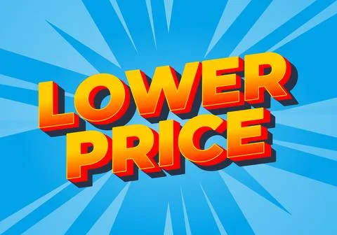 Lower price. Text effect with modern colors and 3D font look Stock Illustration
