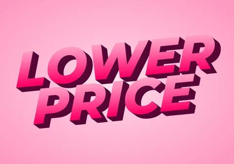 Lower price. Text effect with modern colors and 3D font look Illustrazione stock