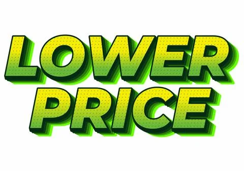 Lower price. Text effect with modern colors and 3D font look Stock Illustration