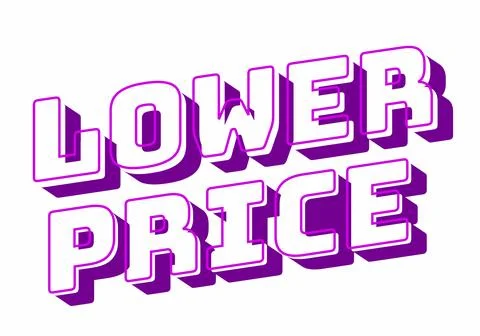 Lower price. Text effect with modern colors and 3D font look Illustrazione stock