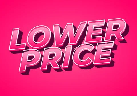 Lower price. Text effect with modern colors and 3D font look Stock Illustration
