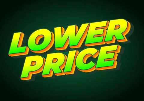 Lower price. Text effect with modern colors and 3D font look 库存插图