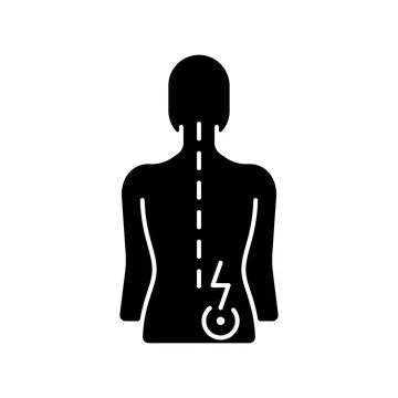 Lower right back pain black glyph icon イラスト素材