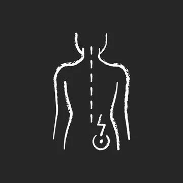 Lower right back pain chalk white icon on black background イラスト素材