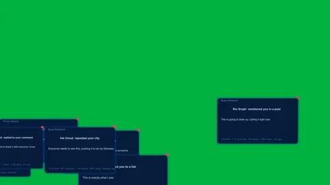 Lower-right panel starting blue cards popping stacking clearing showing alerts Video stock 334118840