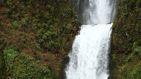 Lower Section Close Up of Multnomah Falls in Oregon Stock Footage 100532123