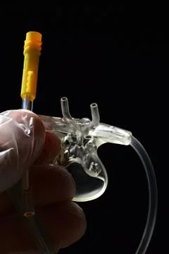 Lower side of capnography element and ETCO2 monitor connector Stock Photos
