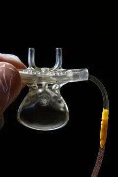 Lower side of capnography sidestream nose and mouth element Stock Photos