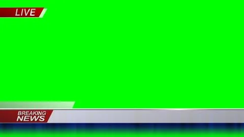 Lower Third 1 Breaking News Template on Chroma Key Green Background Stock Photos
