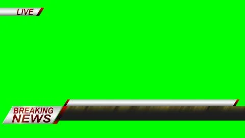 Lower Third 3 Breaking News Template on Chroma Key Green Background Stock Photos