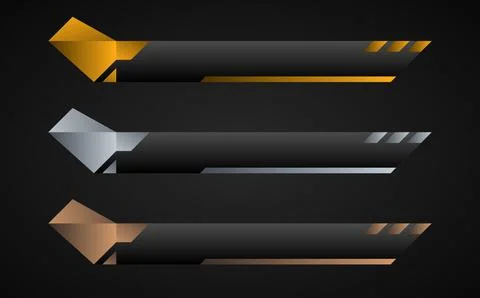 Lower third banner bars with gold, silver and bronze colors Stock Illustration