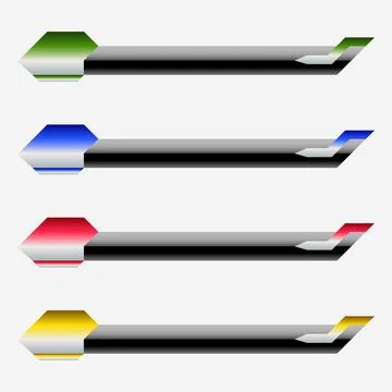 Lower third banner strips with glossy metallic effect Stock Illustration