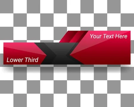 Lower third banner template user interface design red 3d texture Stock Illustration