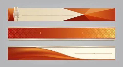 Lower third banners in elegant orange, gold, and cream tones. geometric low.. Stock Illustration