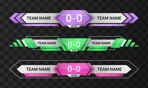 Lower third bar. Soccer match title. Basketball vs sport scoreboard. Game score Stock Illustration